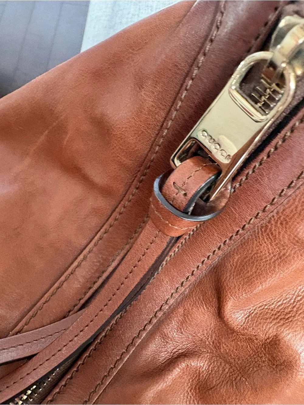 Gucci Tan Brown Leather Hobo Bag